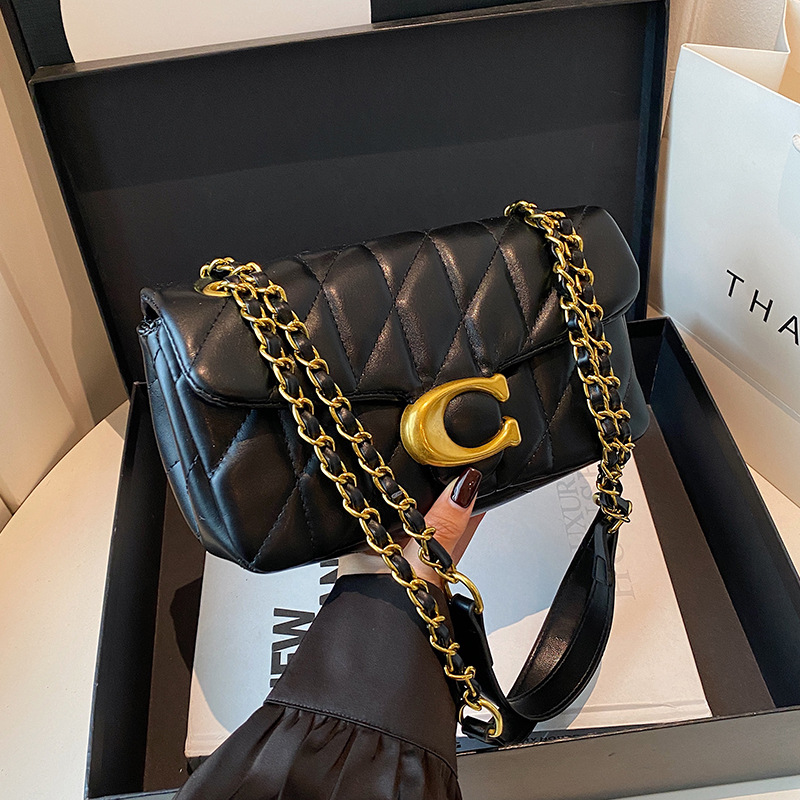Luxury Bags Coach - New Trendy Vintage Ladies Diamond-Pattern Chain