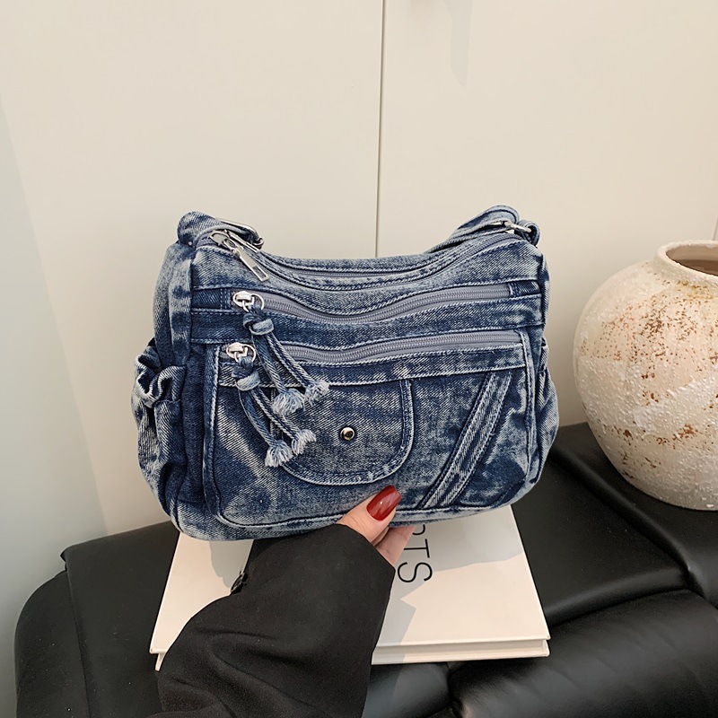 Street Style Retro Blue Denim  - Luxury Bags Vip 리뷰 및 가격