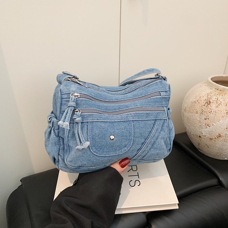 Street Style Retro Blue Denim  - Luxury Bags Vip 리뷰 및 가격
